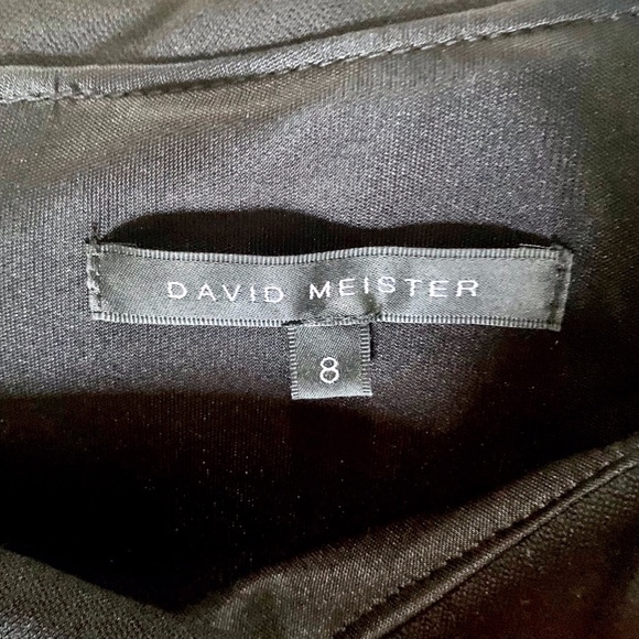 DAVID MEISTER- Designer Black Dress w/ Belt👗🖤(Size: 8) (Knit & Patent Leather) - Picture 2 of 9